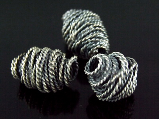 8KH-013 Thai karen hill tribe handmade silver 2 black&white twist wire bead