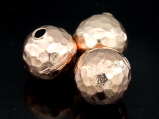 KZ-002 24K rose gold vermeil thai karen hill tribe handmade silver 1 hammered round ball bead