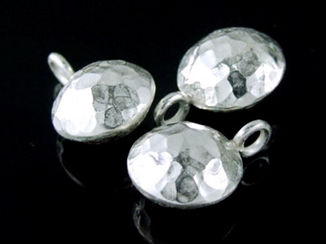 3KH-110 Thai karen hil handmade silver 2 hammered round puffy charm