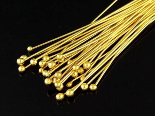 KG-086 24K gold vermeil Karen hill tribe handmade silver 15 round ball headpin