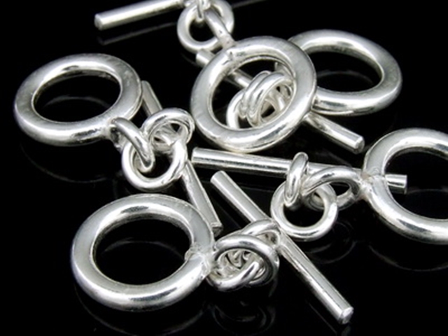 KR-005 Thai karen hill tribe handmade silver 3 plain round small toggle