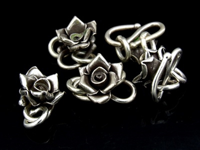 KA-054 Thai karen hill tribe handmade silver 1 wild rose s.clasp 