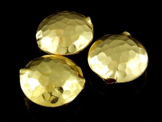 KG-092 24K gold vermeil Karen hill tribe handmade silver 1 hammered puffed bead