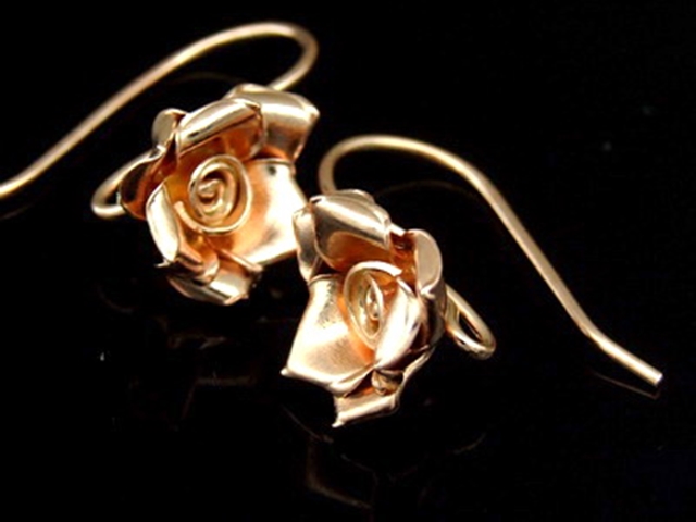 KZ-199 Thai karen hill tribes handmade 24K rose gold vermeil over silver pair wild flower earring 