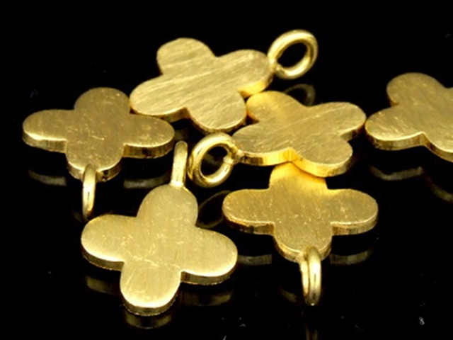 KG-457 24K gold vermeil Karen hill tribe handmade silver 4 brush flower diecut charm 