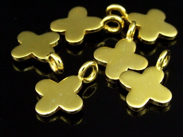 KG-249 24K gold vermeil Karen hill tribe handmade silver 3 small flower diecut charm 