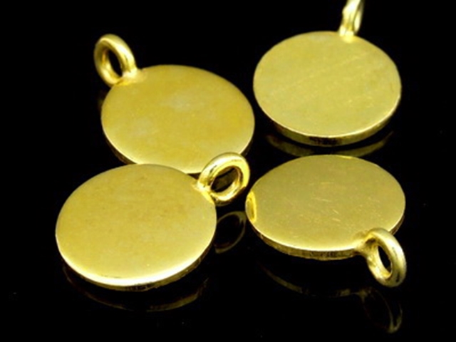 KG-366 24K gold vermeil Karen hill tribe handmade silver 2 smooth disc charm 12.0 mm.