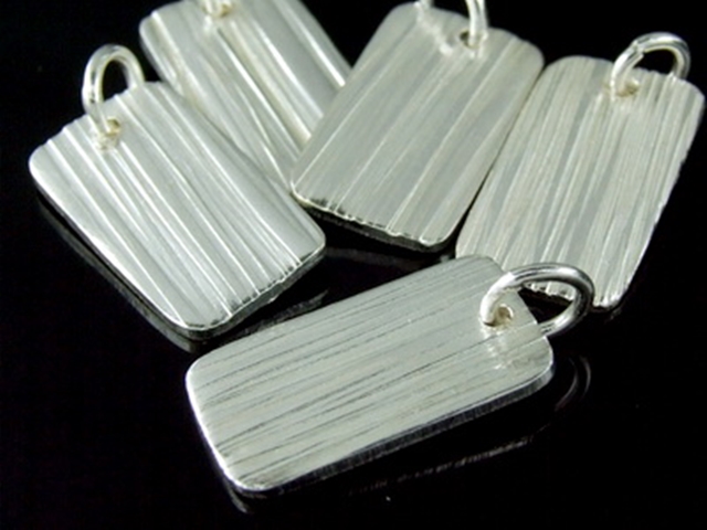 3KH-091 Thai karen hill tribe handmade silver 2 scratch rectangle shape charm (not fix hoop)