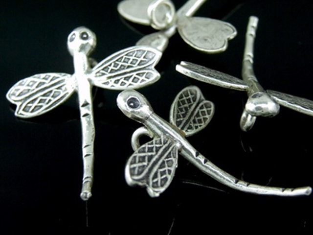 5KH-020 Thai karen hill tribe handmade silver 3 large dragonfly charm