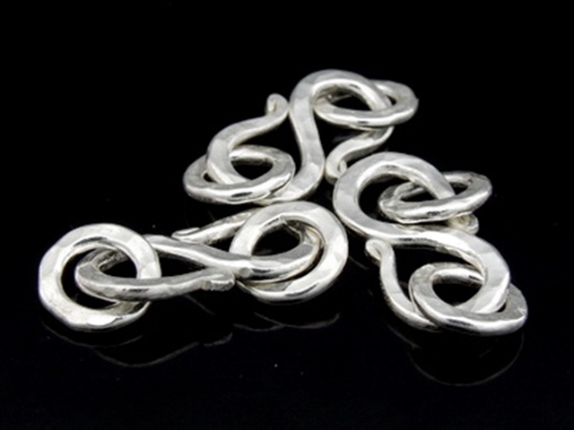 KA-114 Thai karen hill tribe handmade silver 2 Hammered flat wire S. clasp