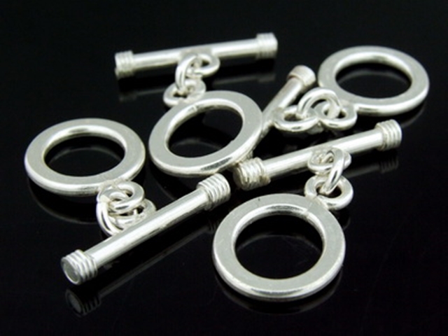 KR-031 Thai karen hill tribe handmade silver 2 plain round toggle