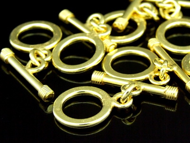 KG-286 24K gold vermeil 3 thai karen hill tribes handmade silver plain round toggle