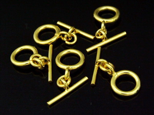 KG-003 24K gold vermeil 3 thai karen hill tribes handmade silver plain round toggle