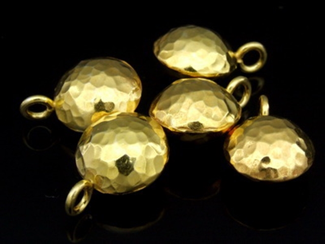 KG-431 24K gold vermeil Karen hill tribe handmade silver 2 hammered puffed round charm