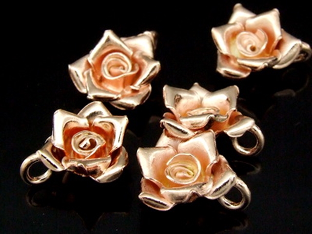 KZ-055 24K rose gold vermeil thai karen hill tribe handmade silver 2 rose charm