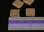 KZ-228 Thai karen hill tribe handmade silver 2 rose gold vermeil medium line printed square bead
