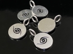 2KH-015 Thai karen hill tribe silver 4 eye print round disc charm 10mm.