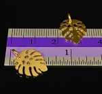 KG-037 thai karen hil tribes silver 6 gold vermeil small Monstera leaf charm