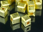 KG-263 Thai karen hill tribe silver 2 gold vermeil scratch cube bead