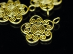 KG-306 Thai karen hill tribe silver 1 gold vermeil swirl wire flower charm