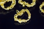 KG-390 Thai karen hill tribe silver 2 gold vermeil swirl wire heart charm