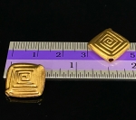 KG-142 Thai karen hill tribe silver 2 gold vermeil medium line printed square bead