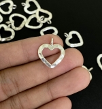 7KH-014 Thai karen hill tribe handmade silver 4 hammered heart charm
