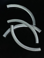 KS-005 Thai karen hill tribe silver white 1 black twist curved tube bead