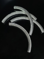 KS-006 Thai karen hill tribe silver white 1 twist curved tube bead