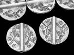 KB-007 Thai karen hill tribe silver 4 fish print fancy round bead