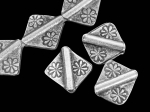 KB-010 Thai karen hill tribe silver 4 flower print square bead
