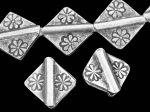 KB-010 Thai karen hill tribe silver 4 flower print square bead
