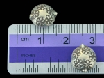 KB-013 Thai karen hill tribe silver 4 flower print round puffy bead
