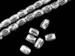 KD-003 thai karen hill tribe silver 30 fancy tube bead with flower print
