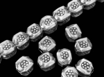 KE-019 Thai karen hill tribe handmade silver 8 daisy print fancy spacer bead