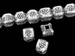 KE-019 Thai karen hill tribe handmade silver 8 daisy print fancy spacer bead