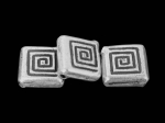 KH-007 Thai karen hill tribes silver 2 medium line printed square bead