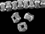 KK-003 Thai karen hill tribe handmade silver 10 daisy print spacer bead