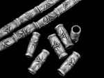 KK-007 Thai karen hill tribe silver 15 fancy print tube bead
