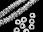 KK-040 Thai karen hill tribe handmade silver 15 rondel flower print bead 