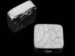 KV-053 Thai karen hill tribe handmade silver 1 hammered cylinder square shaped bead