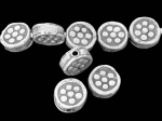 KV-061 thai karen hill tribe handmade silver 4 flower print cylinder round shaped bead