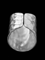 KY-001 Thai karen hill tribe handmade silver long hammered ring