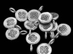 1KH-009 Thai karen hill tribe silver 6 flower print round charm