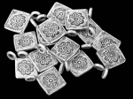 3KH-004 Thai karen hill tribe silver 4 flower print square charm