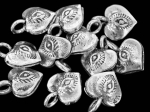 3KH-063 Thai karen hill tribe handmade silver 4 eye print heart puffy charm