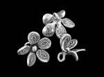 3KH-071 Thai karen hill tribe silver 2 flower charm