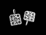 3KH-094 thai karen hill tribe handmade silver 4 flower print fancy square charm