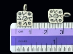 3KH-094 thai karen hill tribe handmade silver 4 flower print fancy square charm
