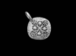 3KH-111 Thai karen hill tribe silver 4 flower print round charm